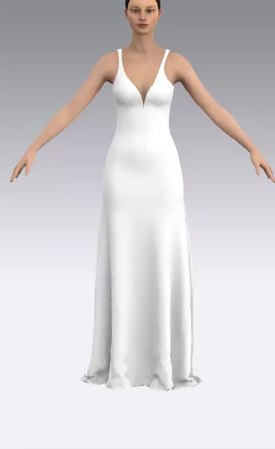 dress white wedding dress modern look Low-poly 3D model
