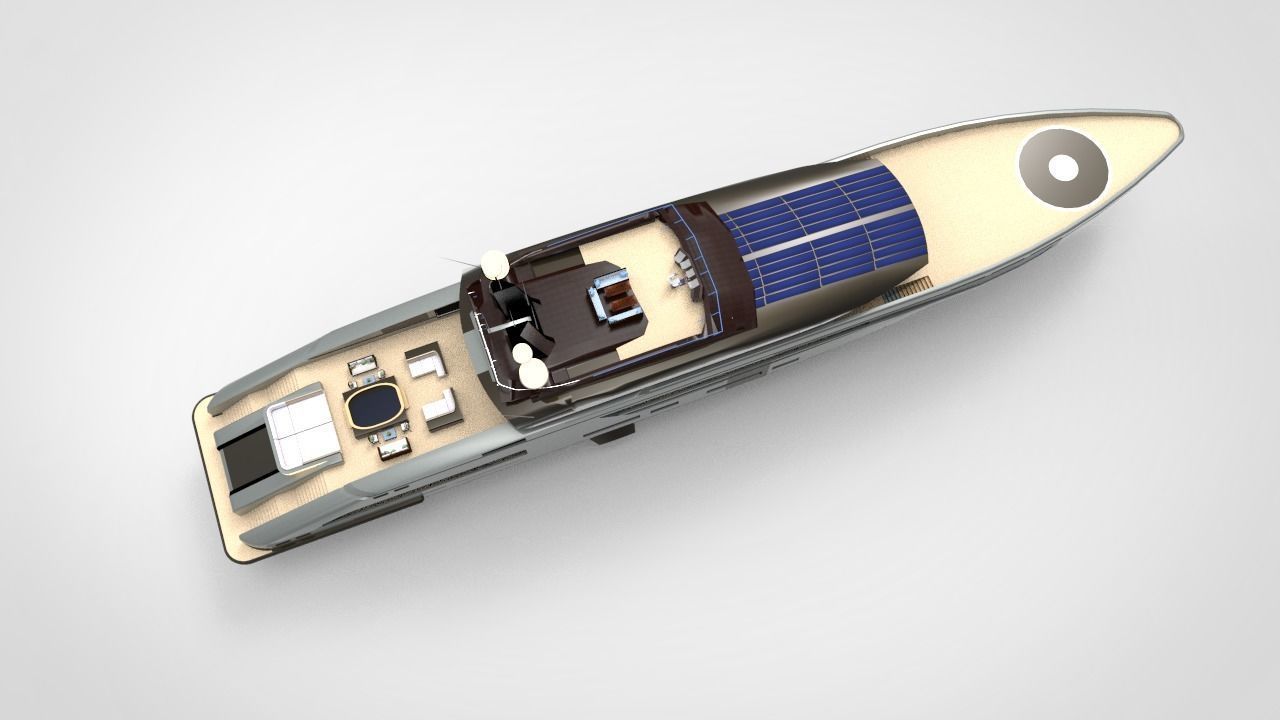 Whale Yacht White 3D model_5