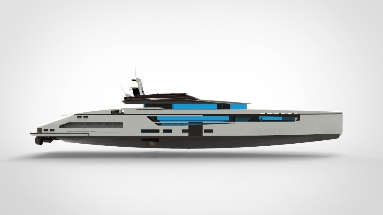 Whale Yacht White 3D model_3