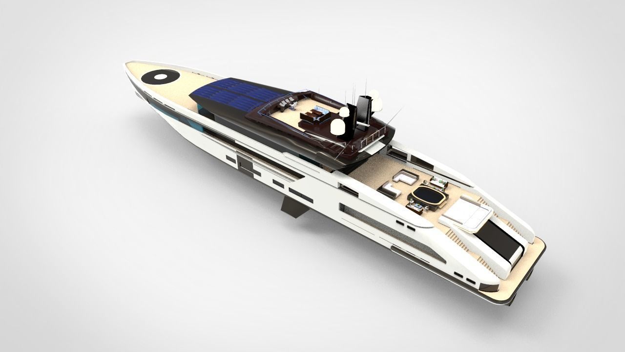 Whale Yacht White 3D model_1