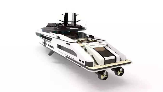 Whale Yacht White 3D model