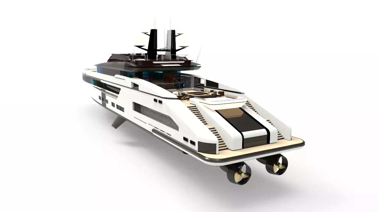 Whale Yacht White 3D model_0