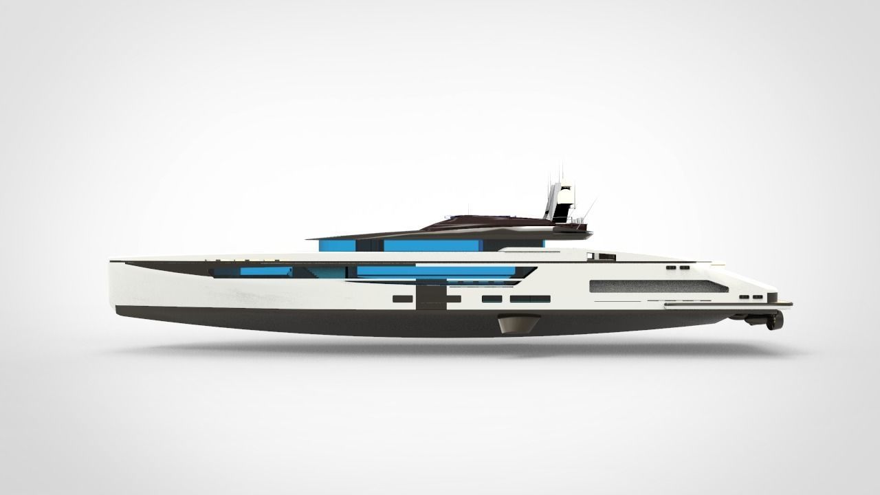 Whale Yacht White 3D model_2