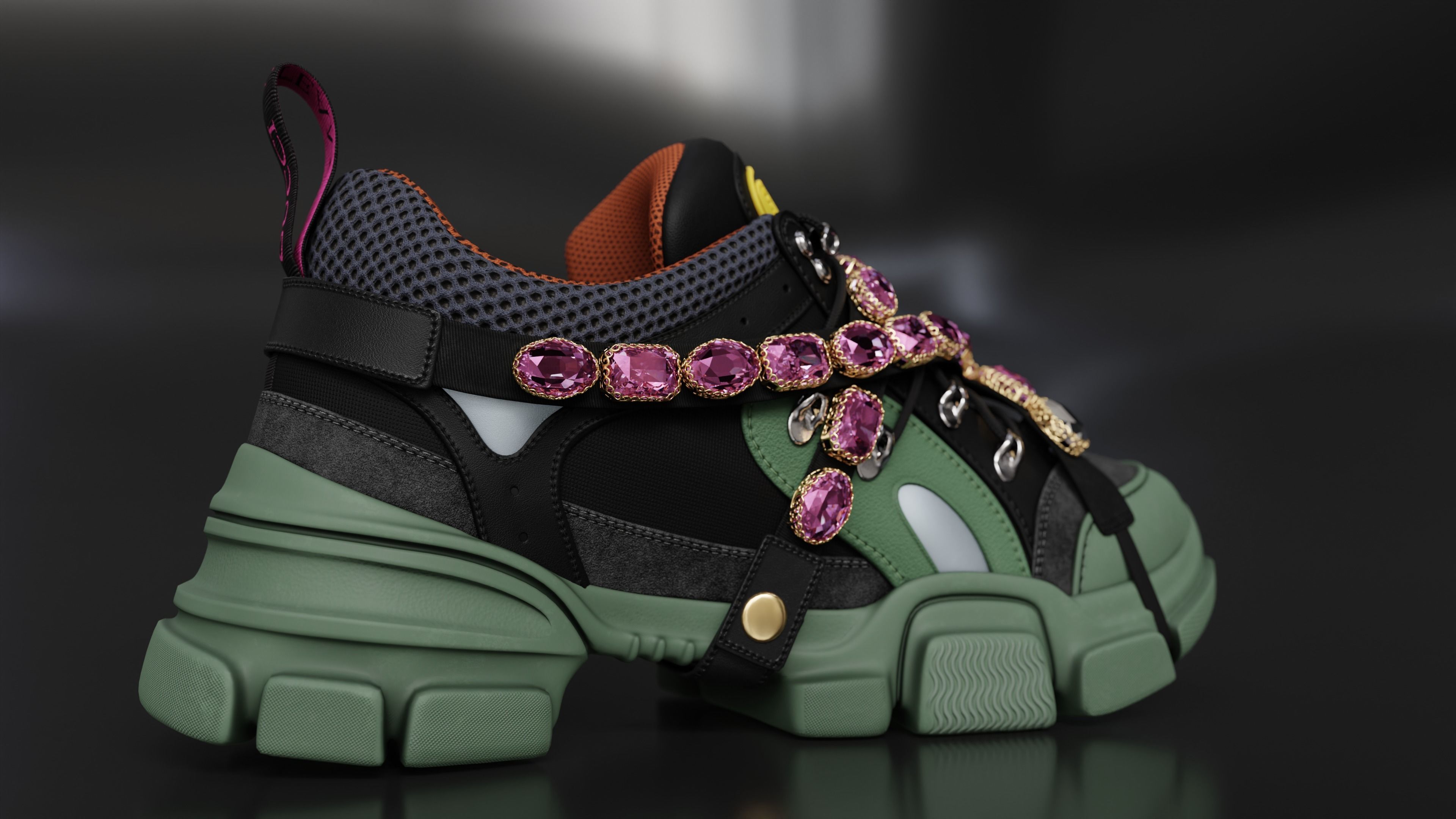 Gucci Flashtrack sneaker Low-poly 3D model_12