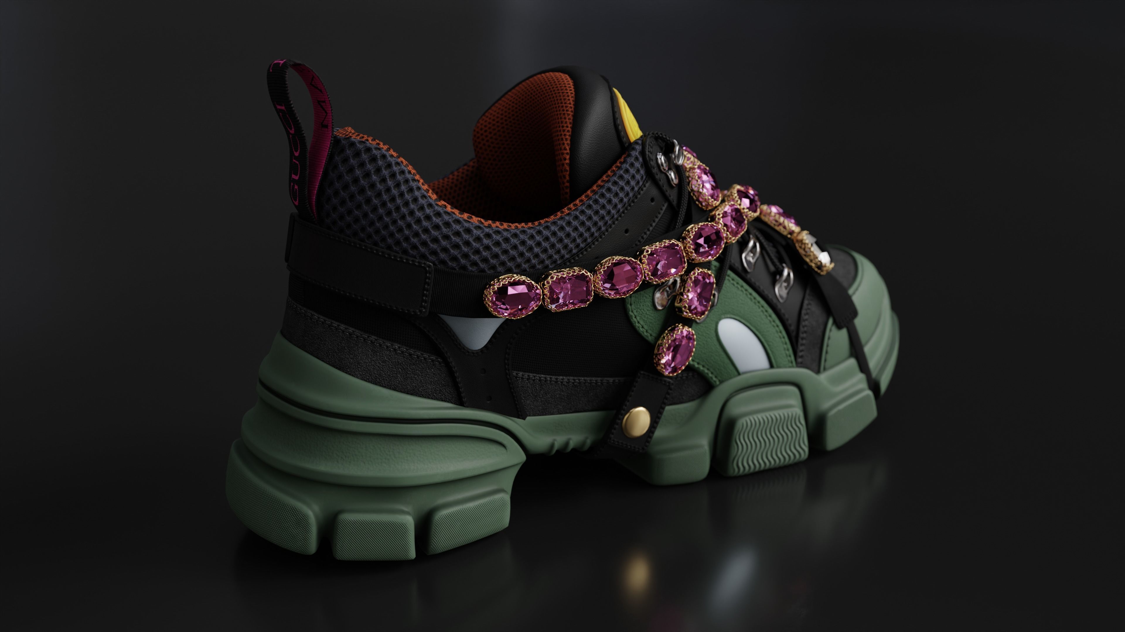 Gucci Flashtrack sneaker Low-poly 3D model_4