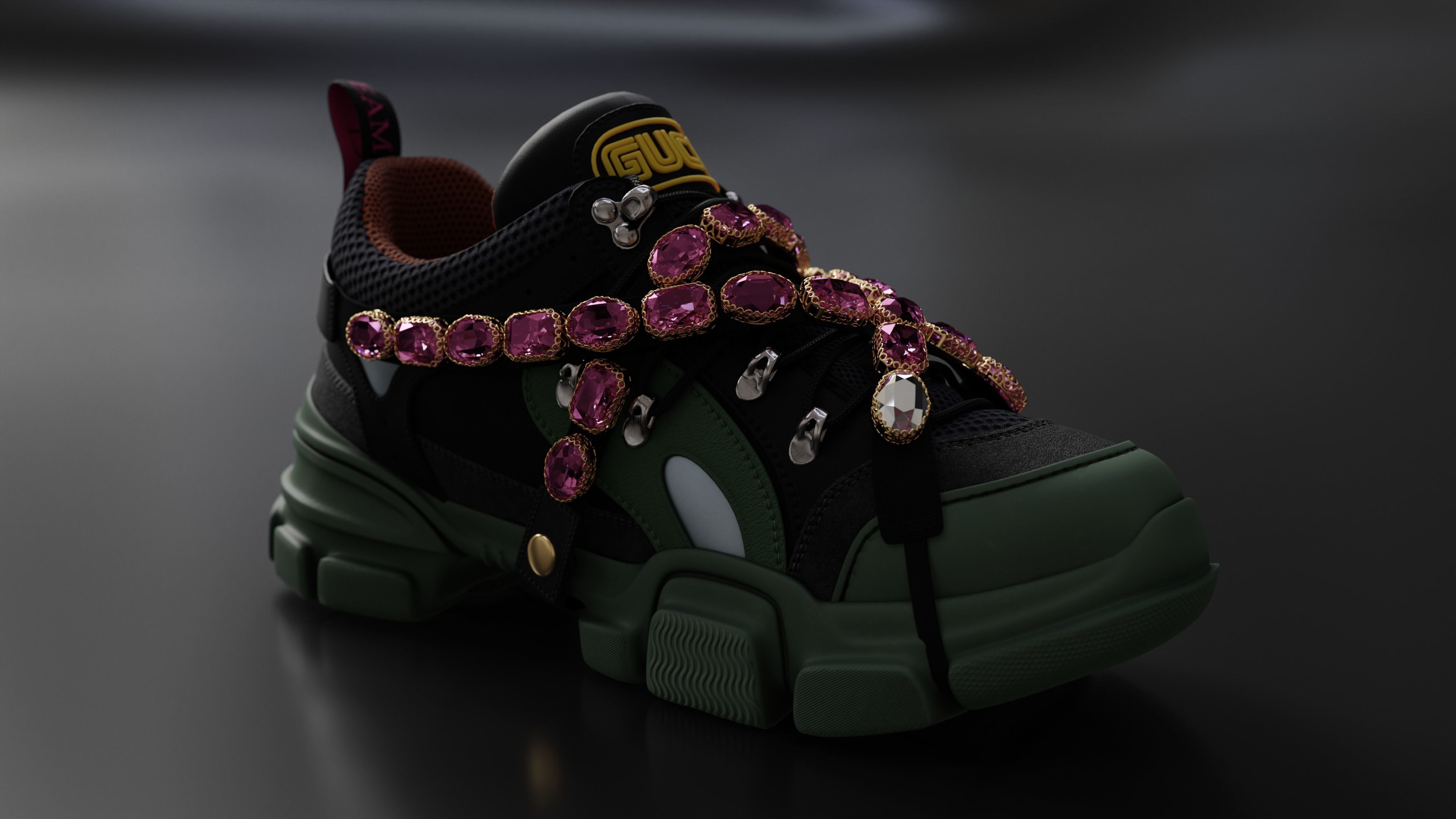 Gucci Flashtrack sneaker Low-poly 3D model_2