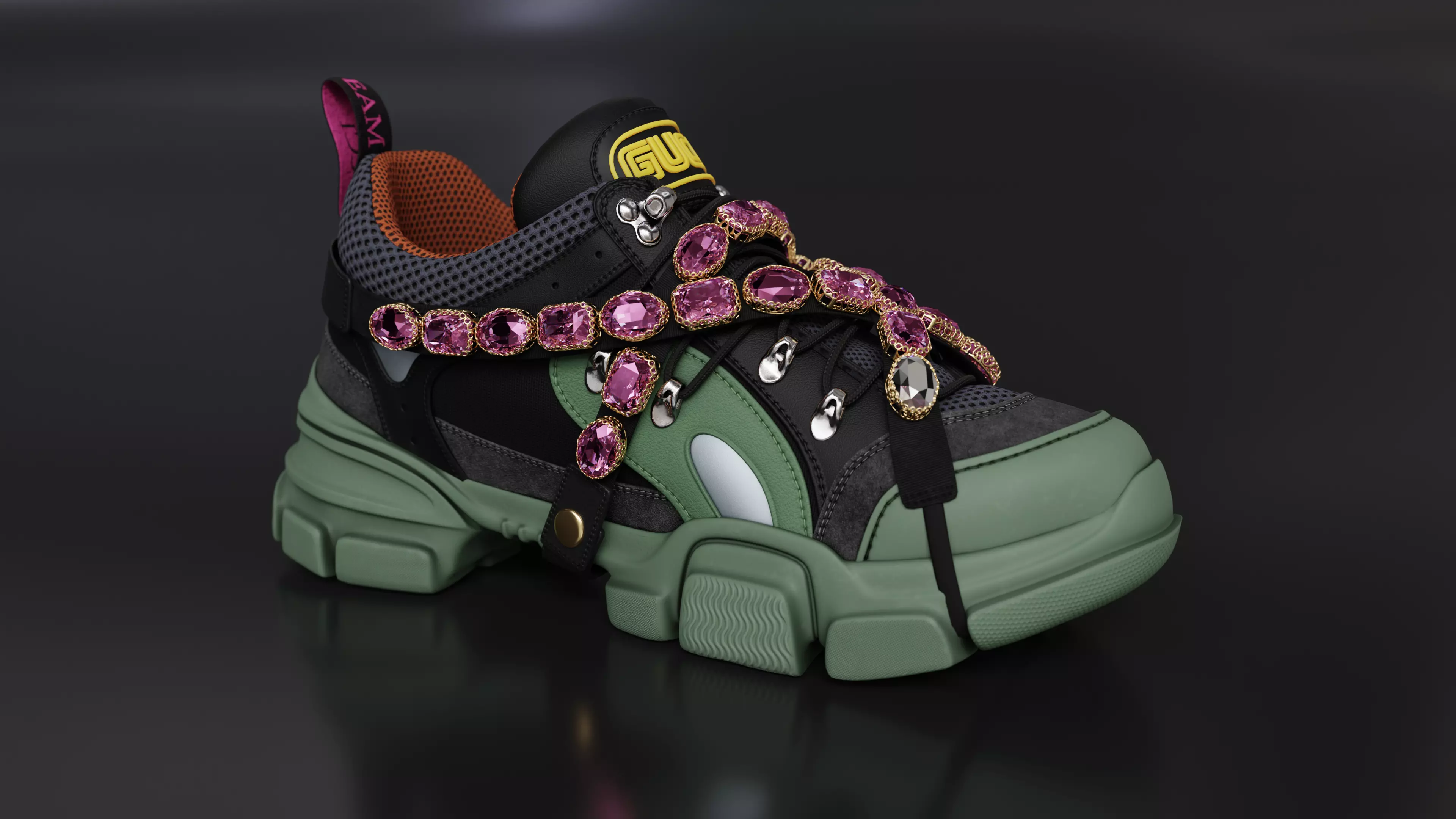 Gucci Flashtrack sneaker Low-poly 3D model_0