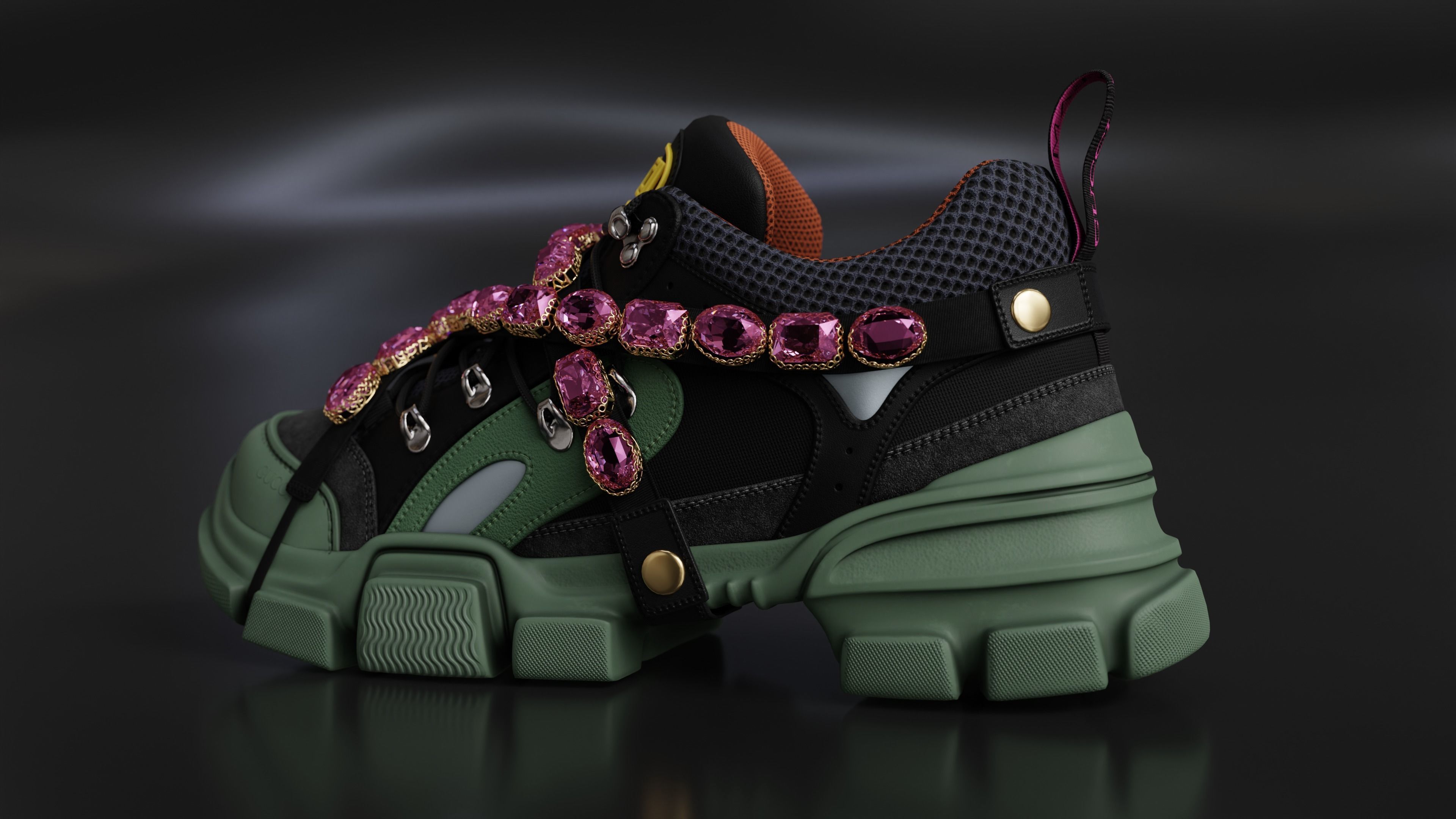 Gucci Flashtrack sneaker Low-poly 3D model_3