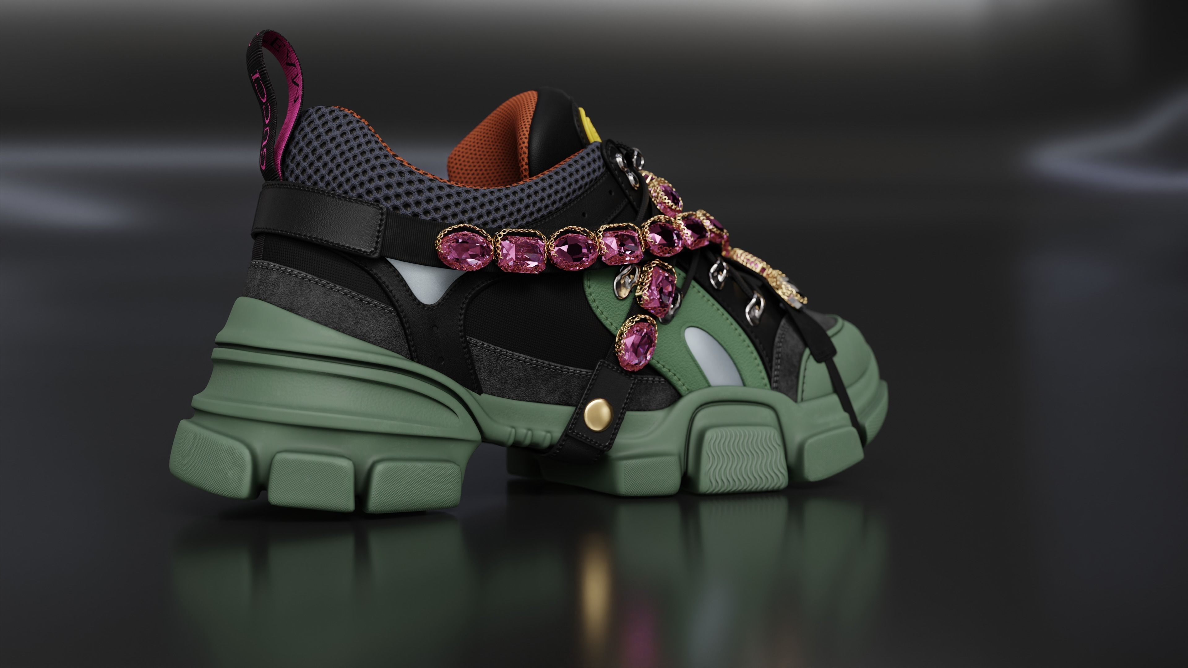 Gucci Flashtrack sneaker Low-poly 3D model_9