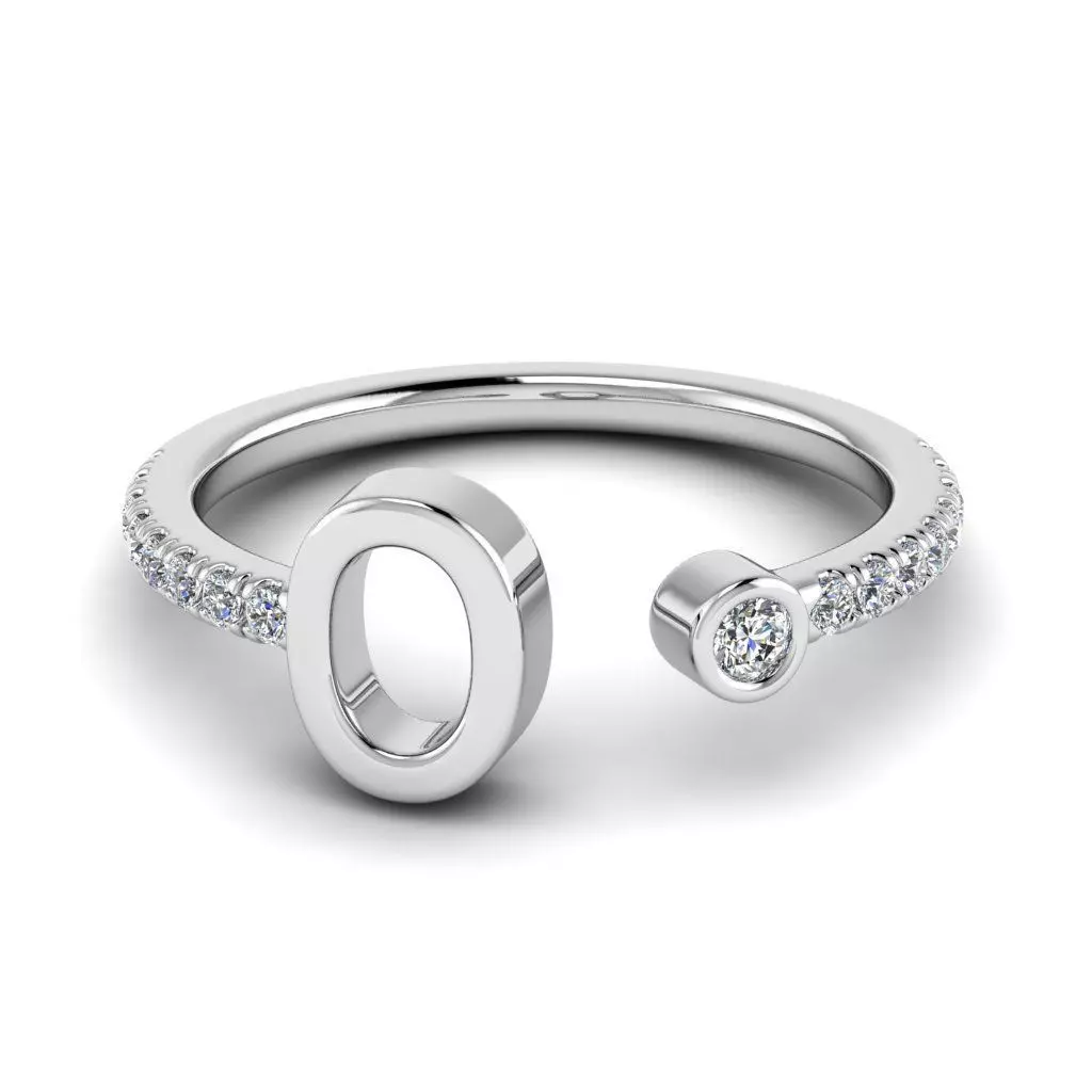 Jewelry alphabet ring O 3D print model_0