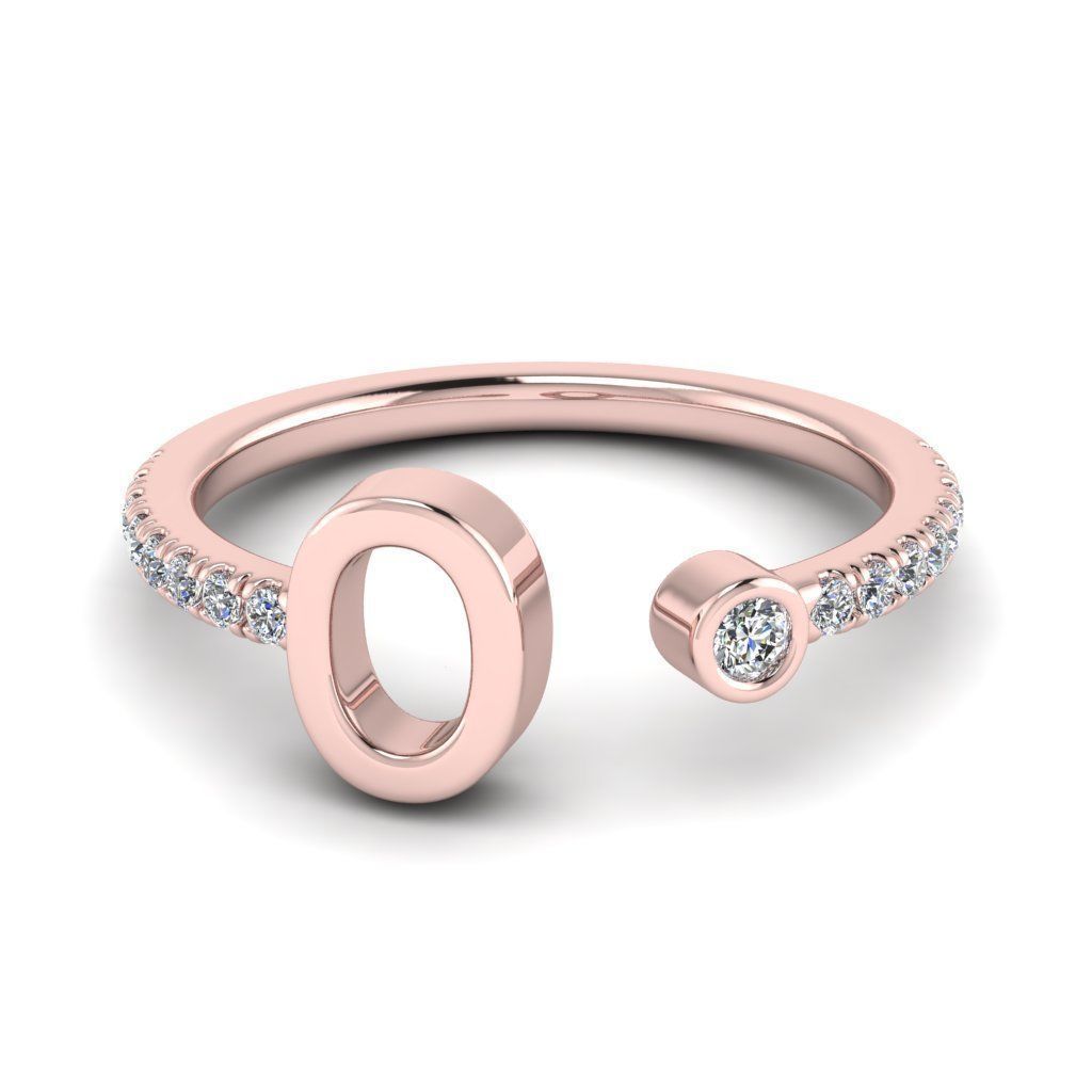 Jewelry alphabet ring O 3D print model_8