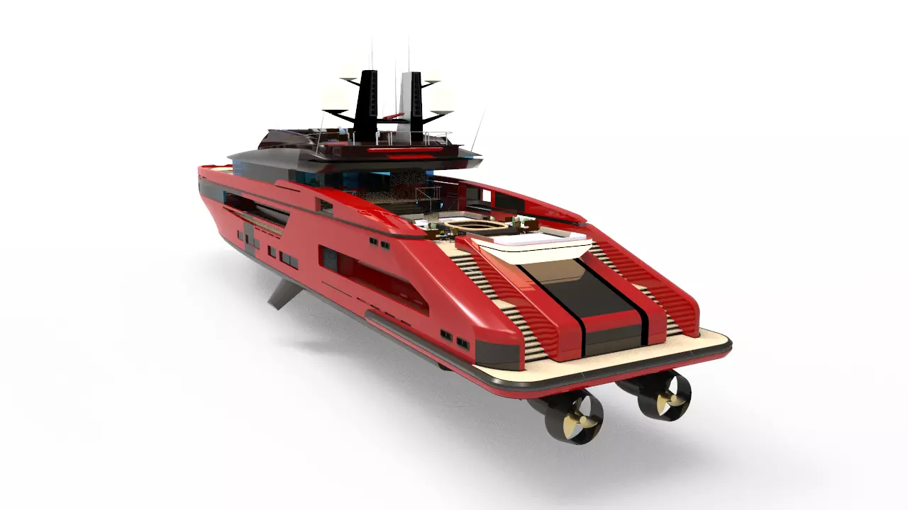 Red Whale Yacht 3D model
