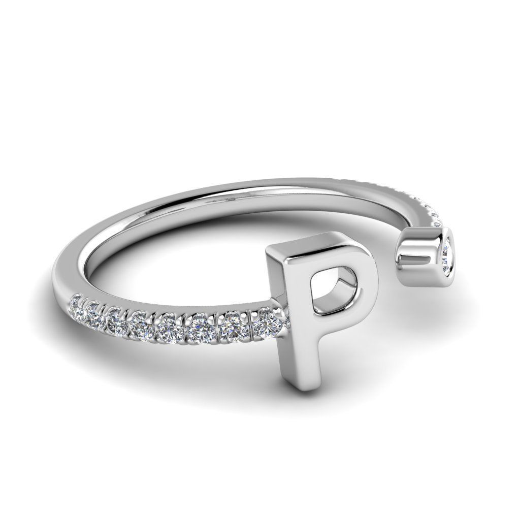 Jewelry alphabet ring P 3D print model_19