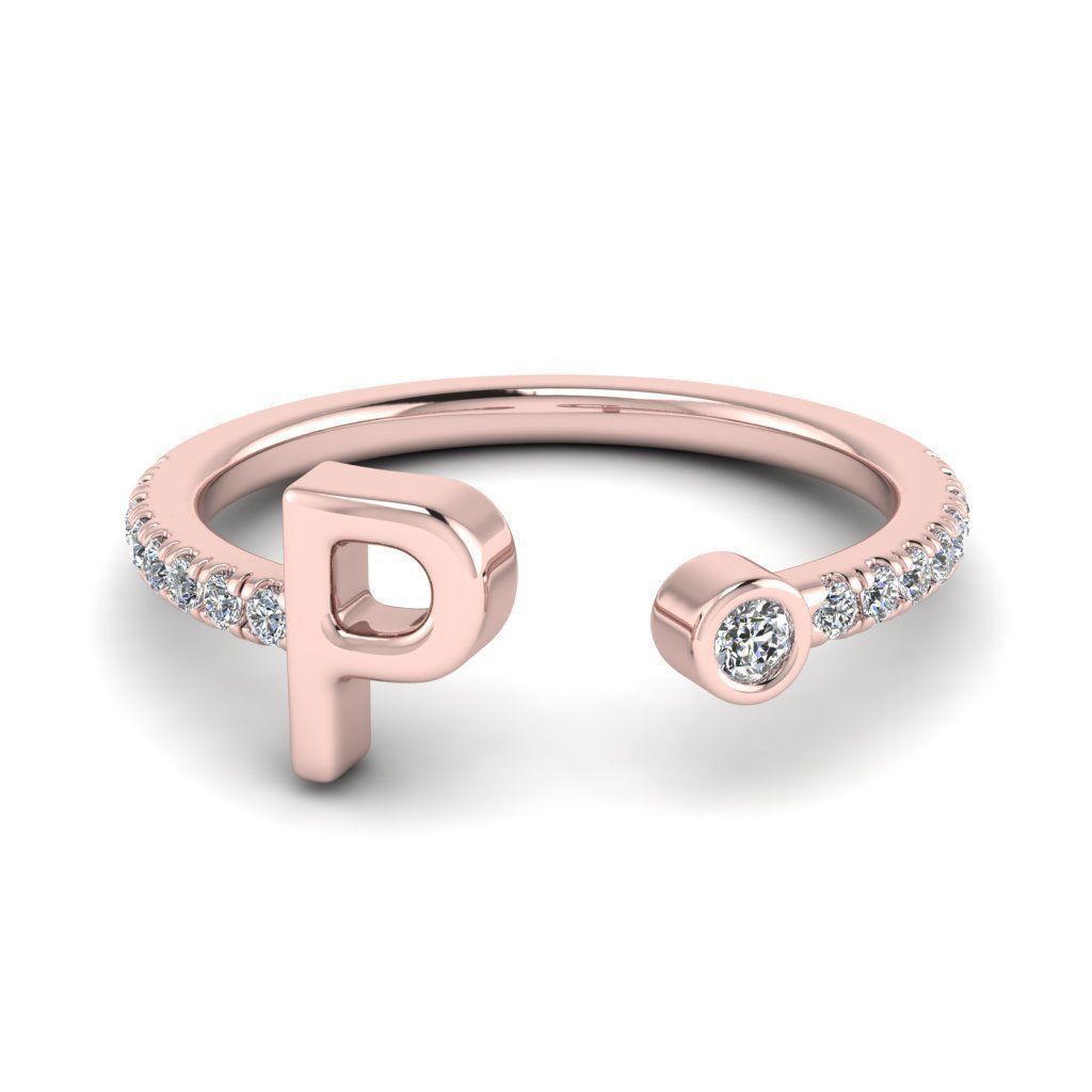 Jewelry alphabet ring P 3D print model_24