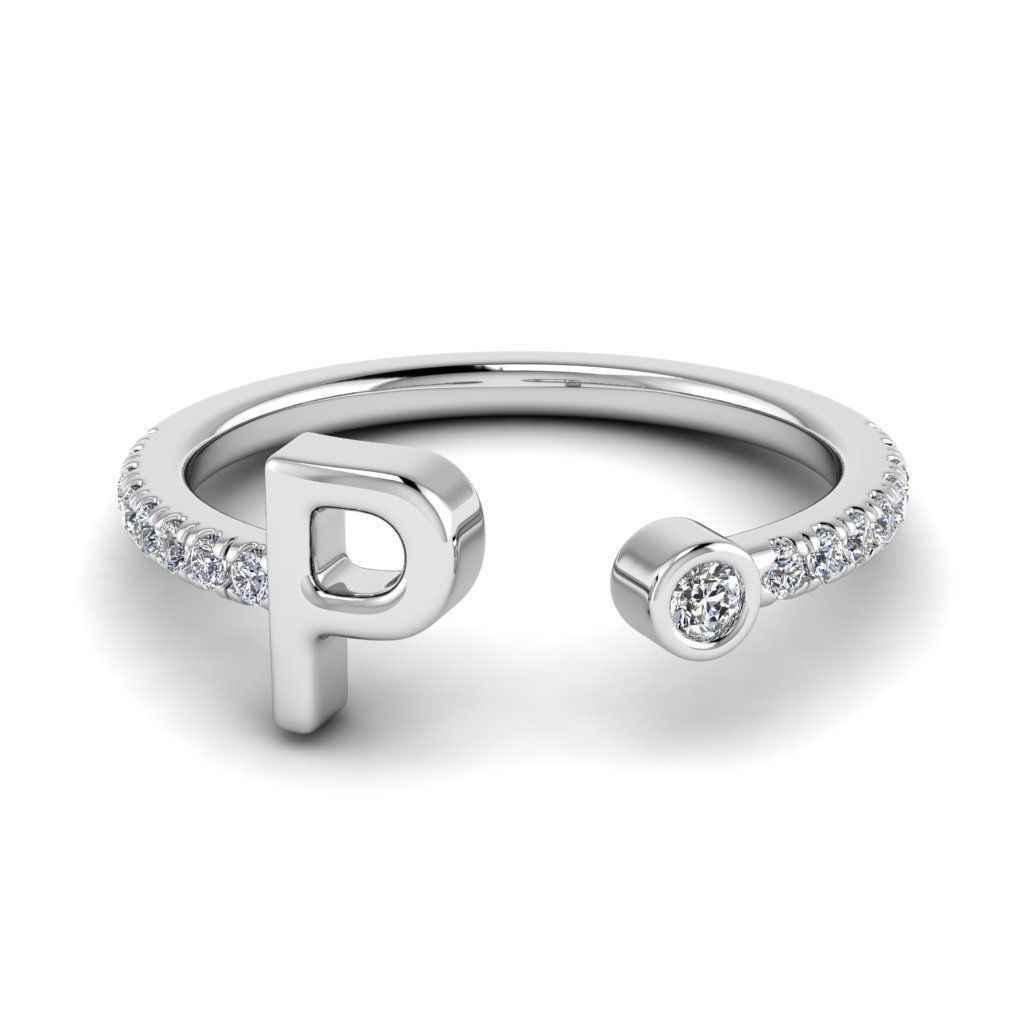 Jewelry alphabet ring P 3D print model_31