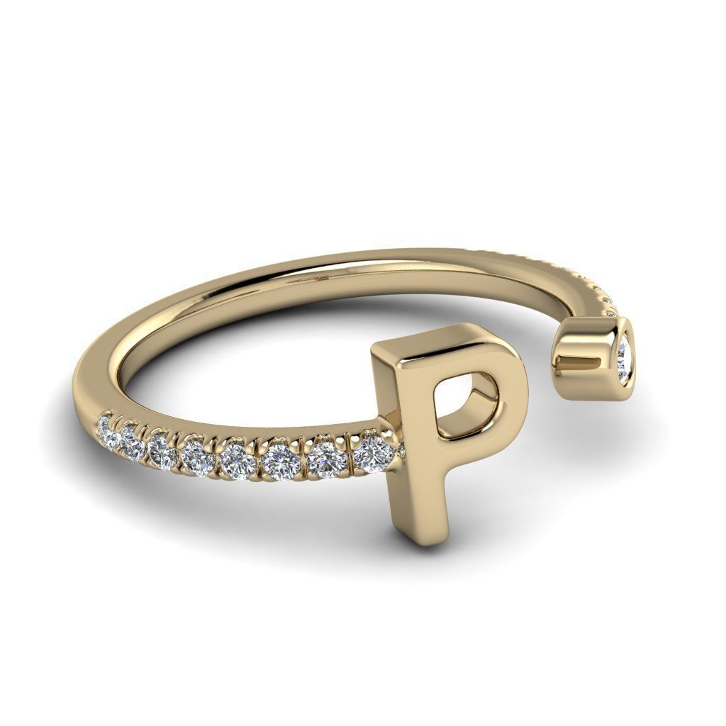Jewelry alphabet ring P 3D print model_11