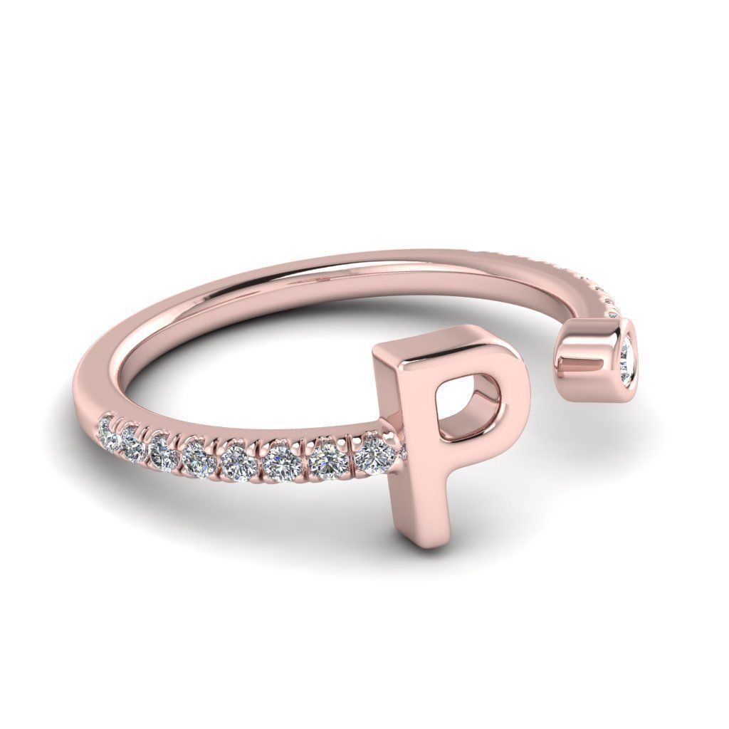 Jewelry alphabet ring P 3D print model_14