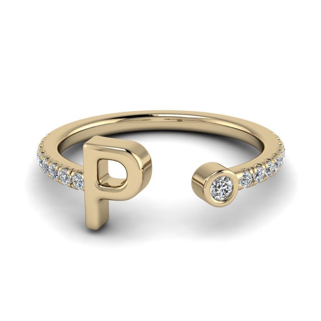 Jewelry alphabet ring P 3D print model_8