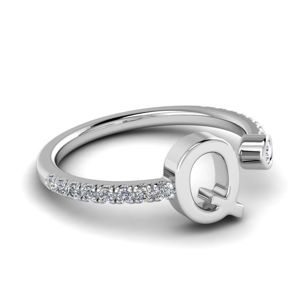 Jewelry alphabet ring Q 3D print model_13