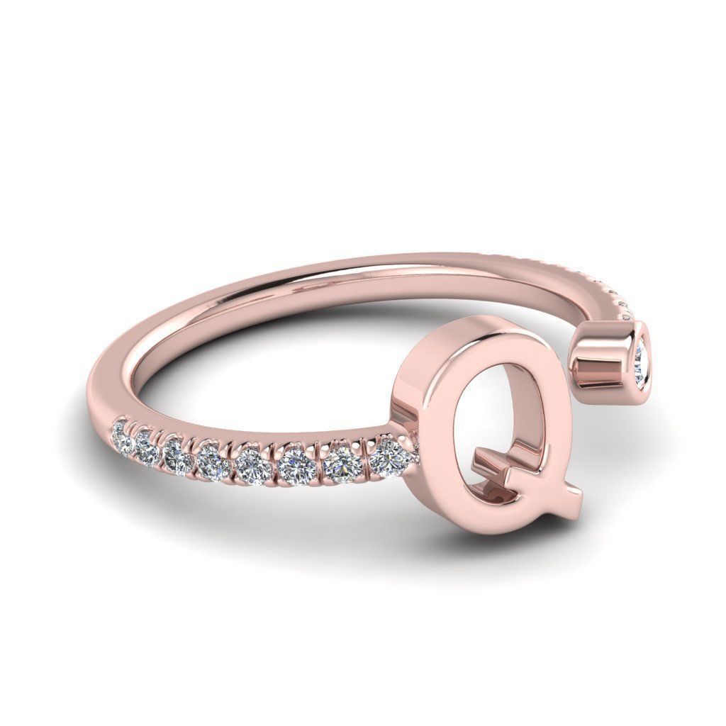 Jewelry alphabet ring Q 3D print model_27