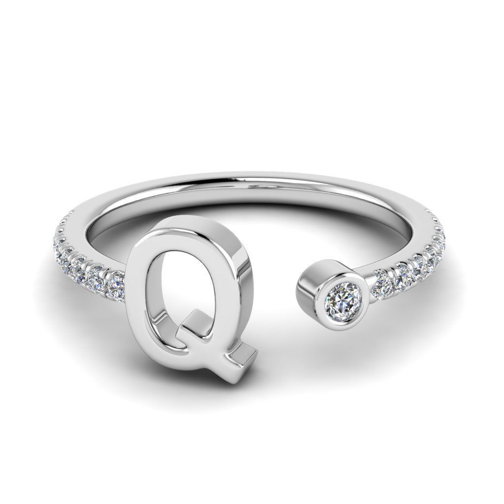 Jewelry alphabet ring Q 3D print model_19