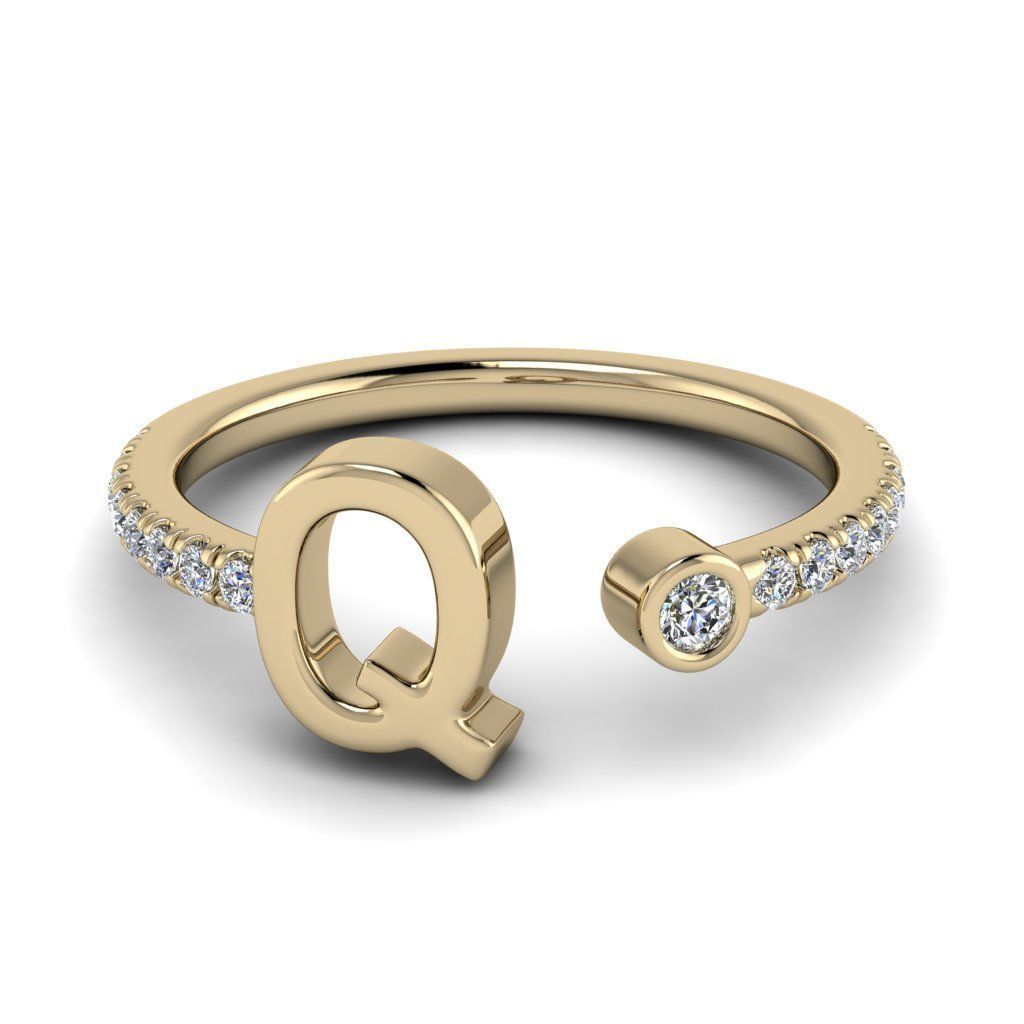 Jewelry alphabet ring Q 3D print model_8