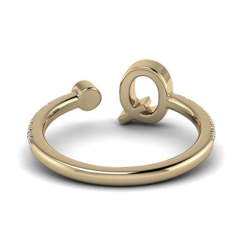 Jewelry alphabet ring Q 3D print model_25