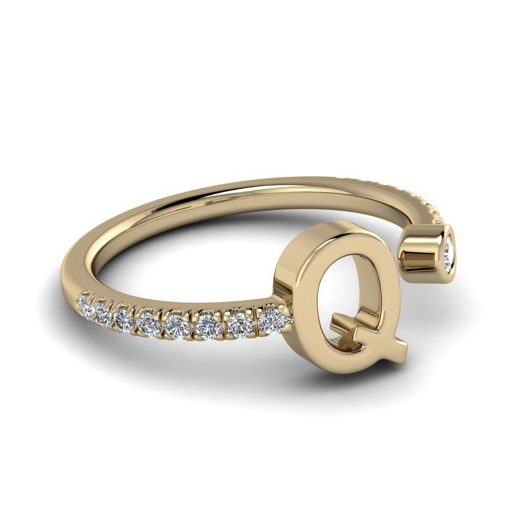 Jewelry alphabet ring Q 3D print model_11