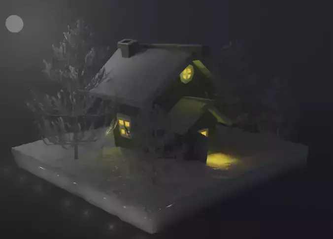 A snowy house 3D print model