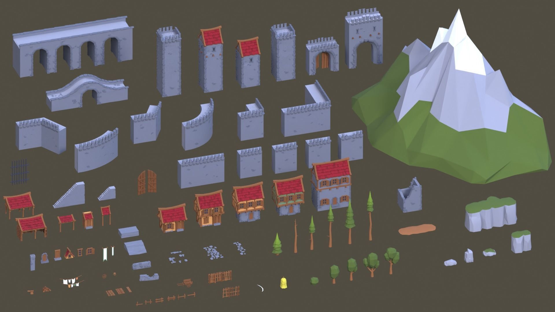 Medieval Modular Pack for Unity Low-poly 3D model_14