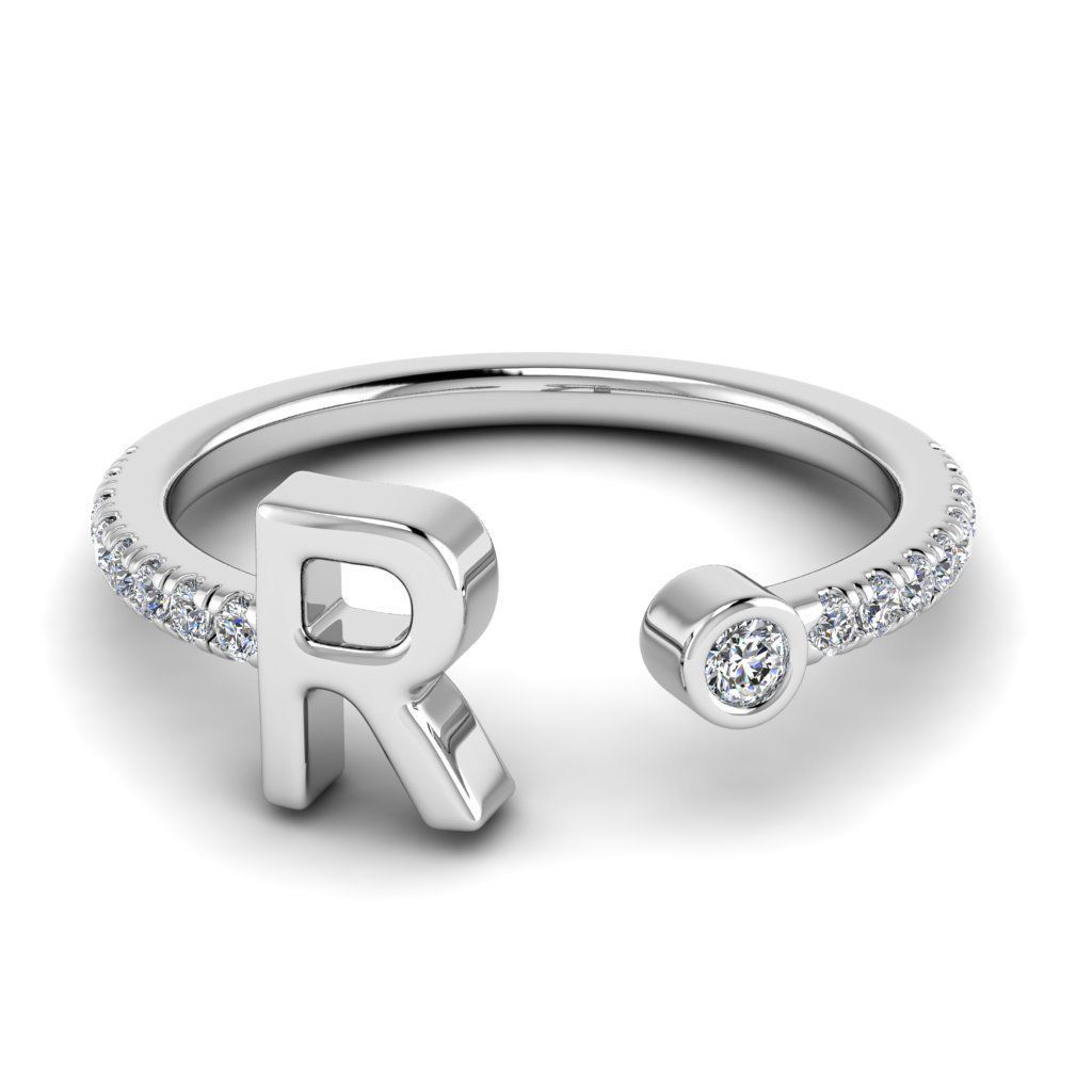 Jewelry alphabet ring R 3D print model_40