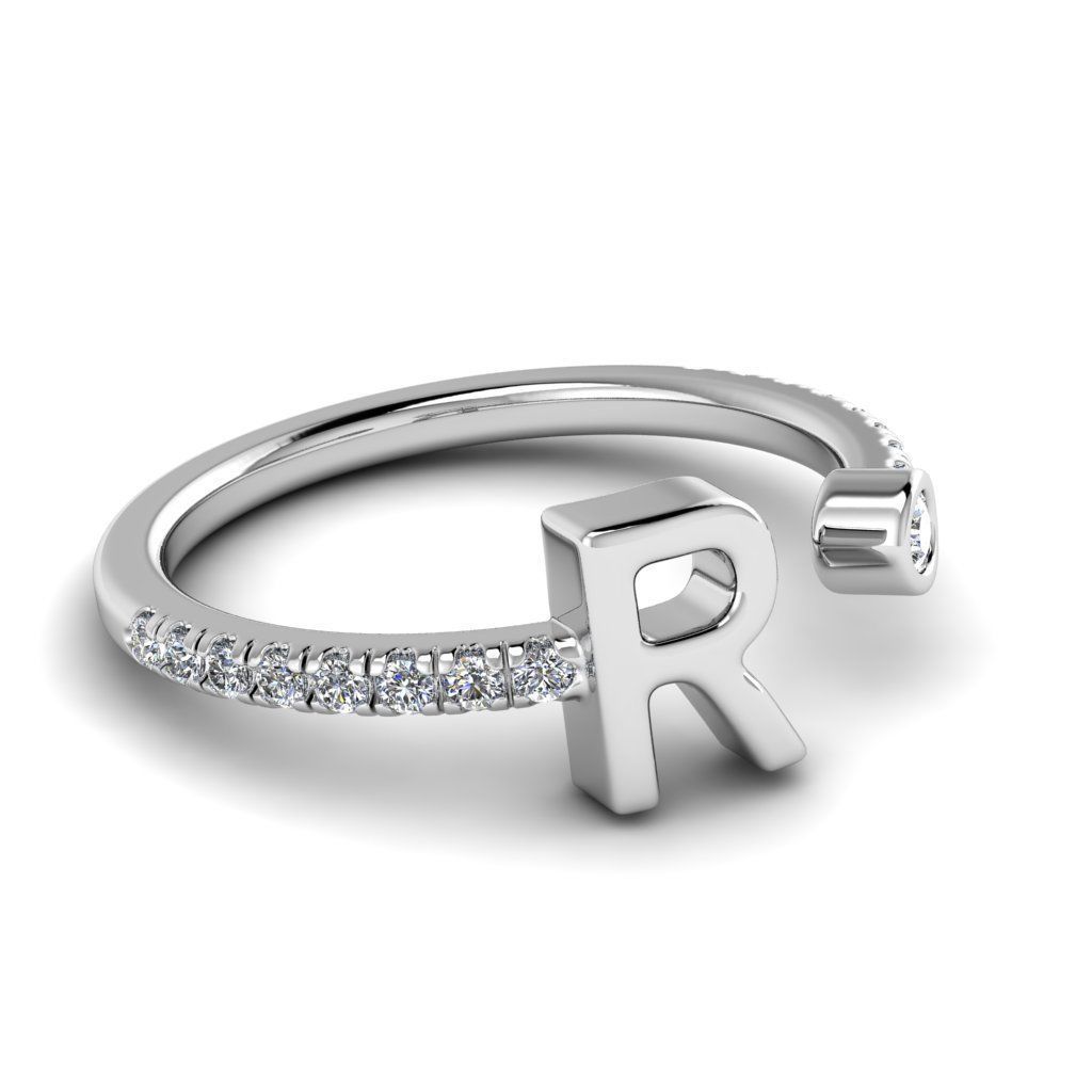 Jewelry alphabet ring R 3D print model_6