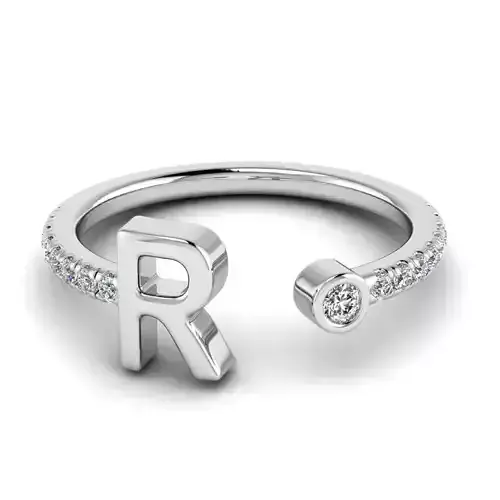 Jewelry alphabet ring R 3D print model