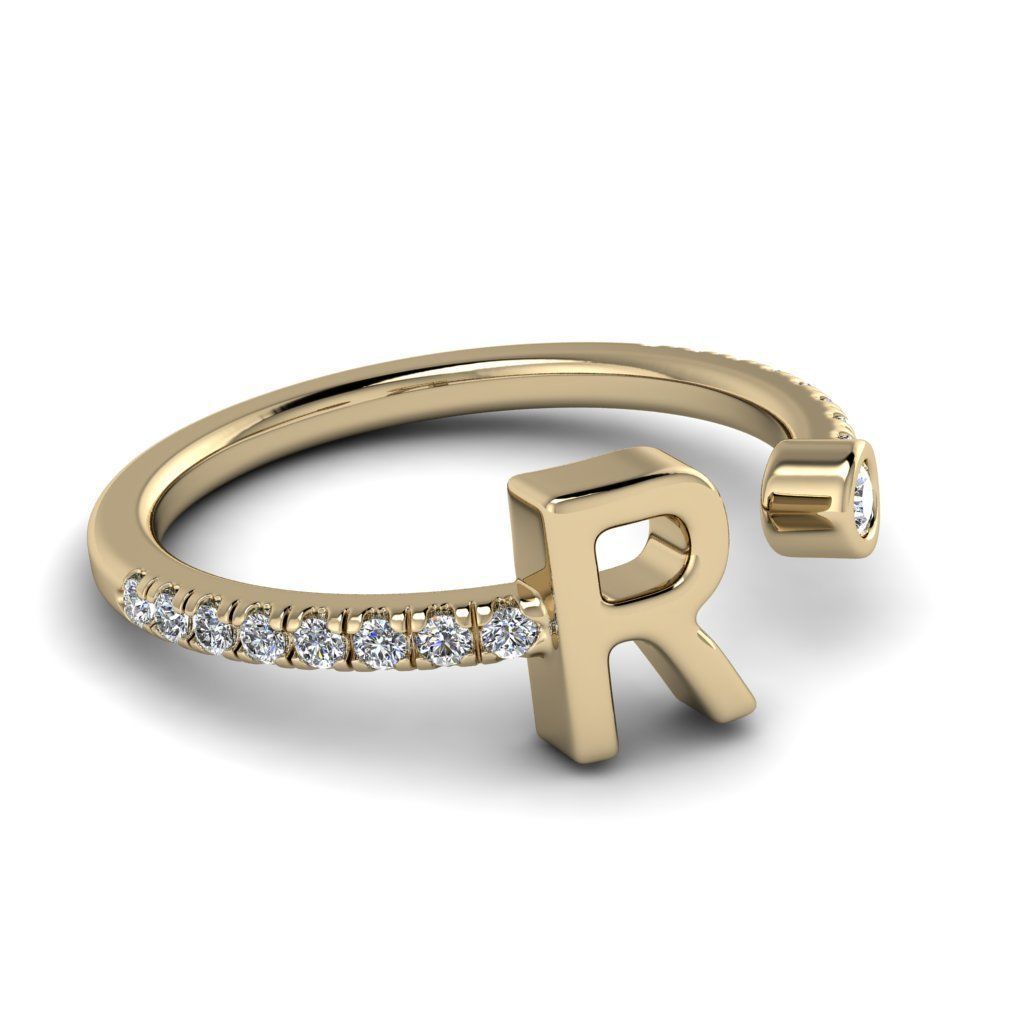 Jewelry alphabet ring R 3D print model_44