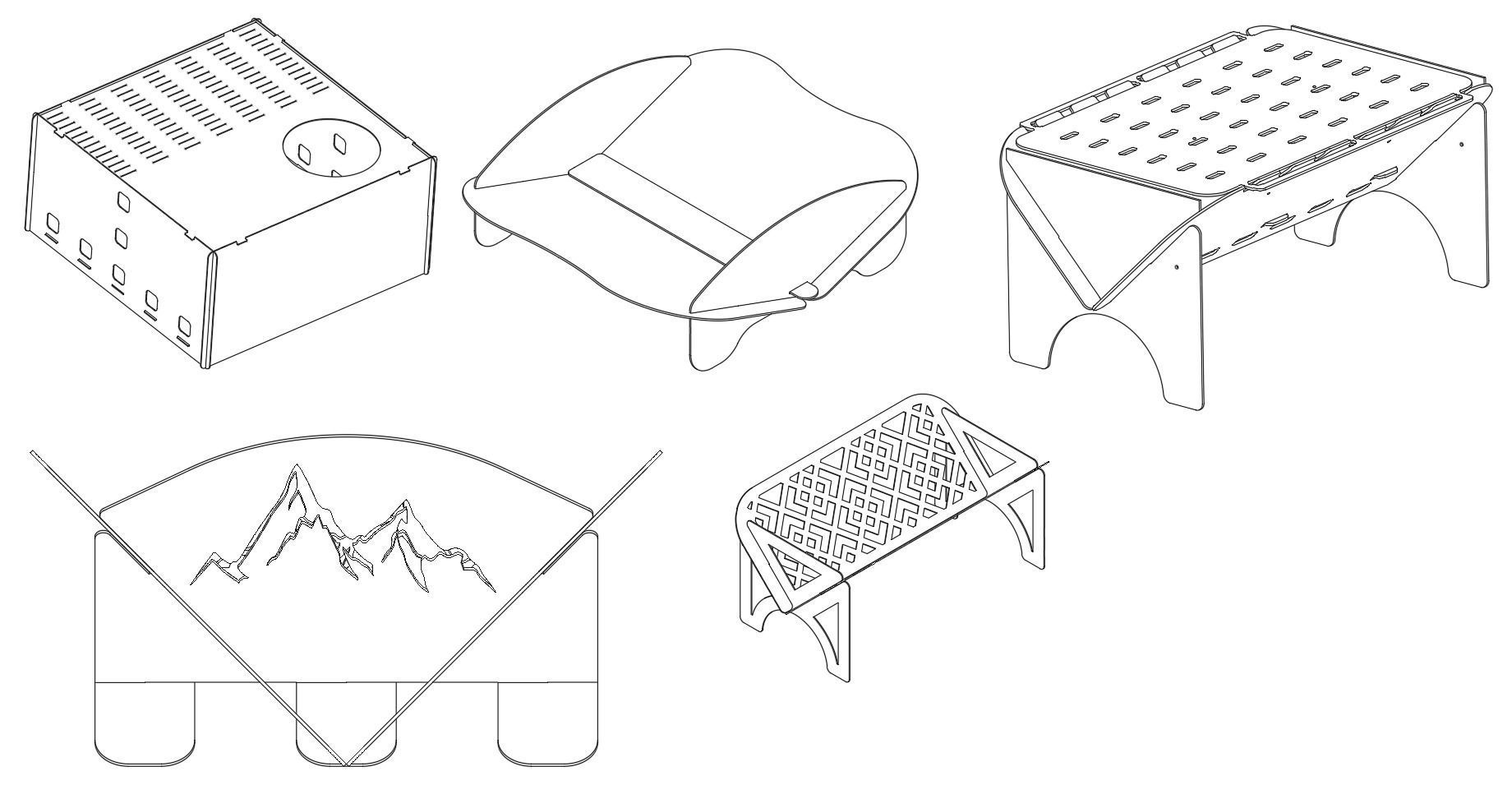 Flatpacks Fireplaces Barbecue DXF for cutting collection 3D print model_4