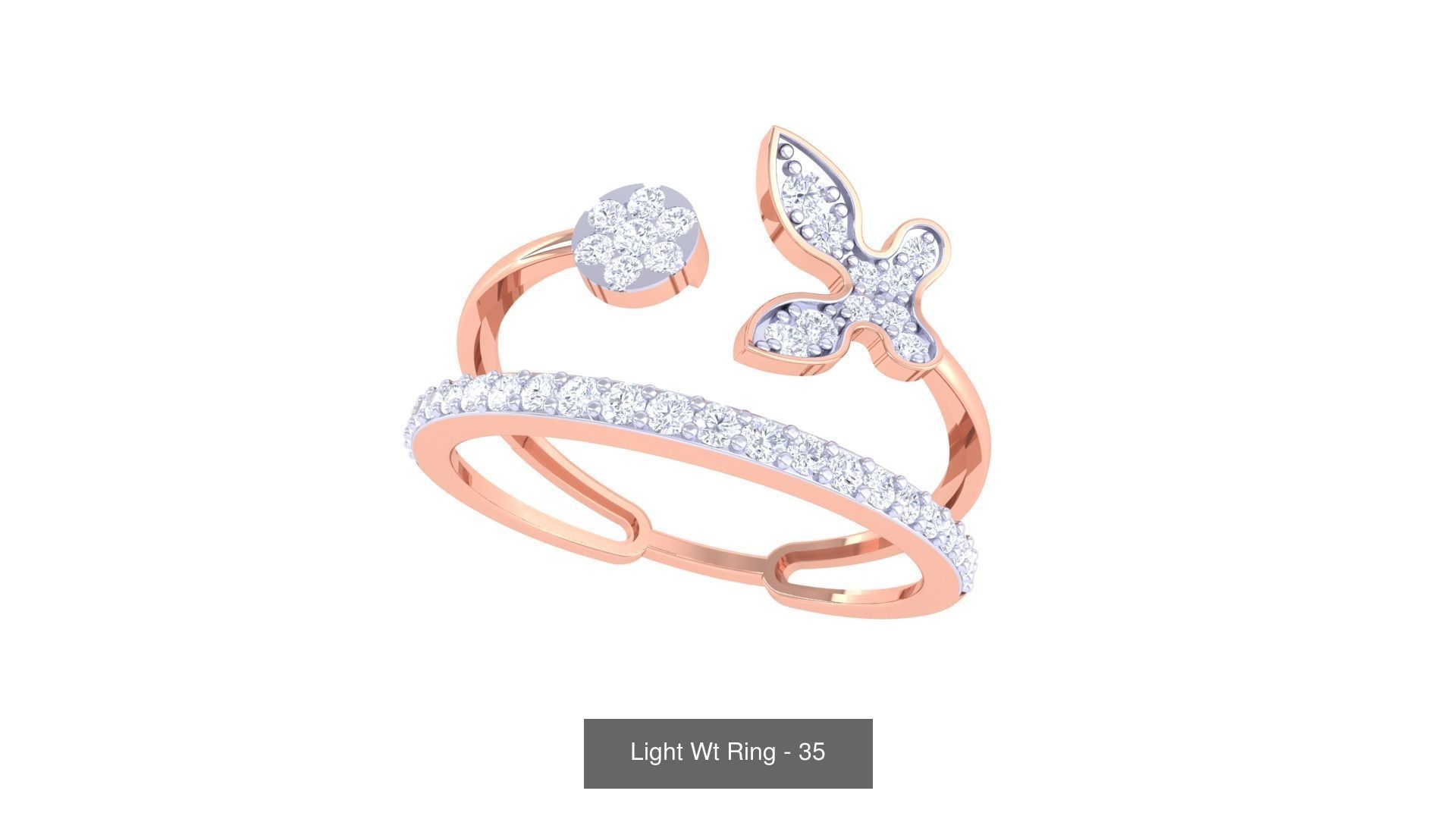 100 Light Wt Minimalist Diamond Ring 3D Model Collection_79