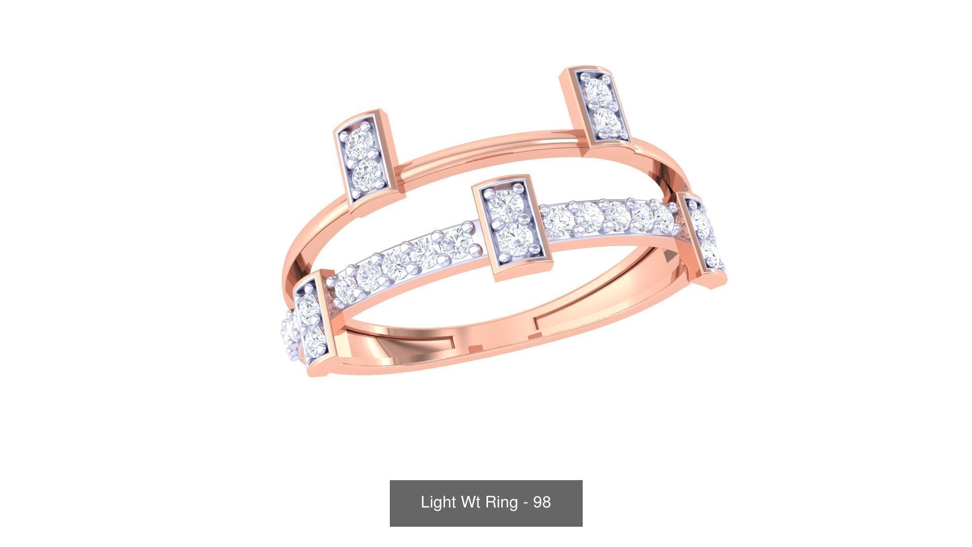 100 Light Wt Minimalist Diamond Ring 3D Model Collection_10