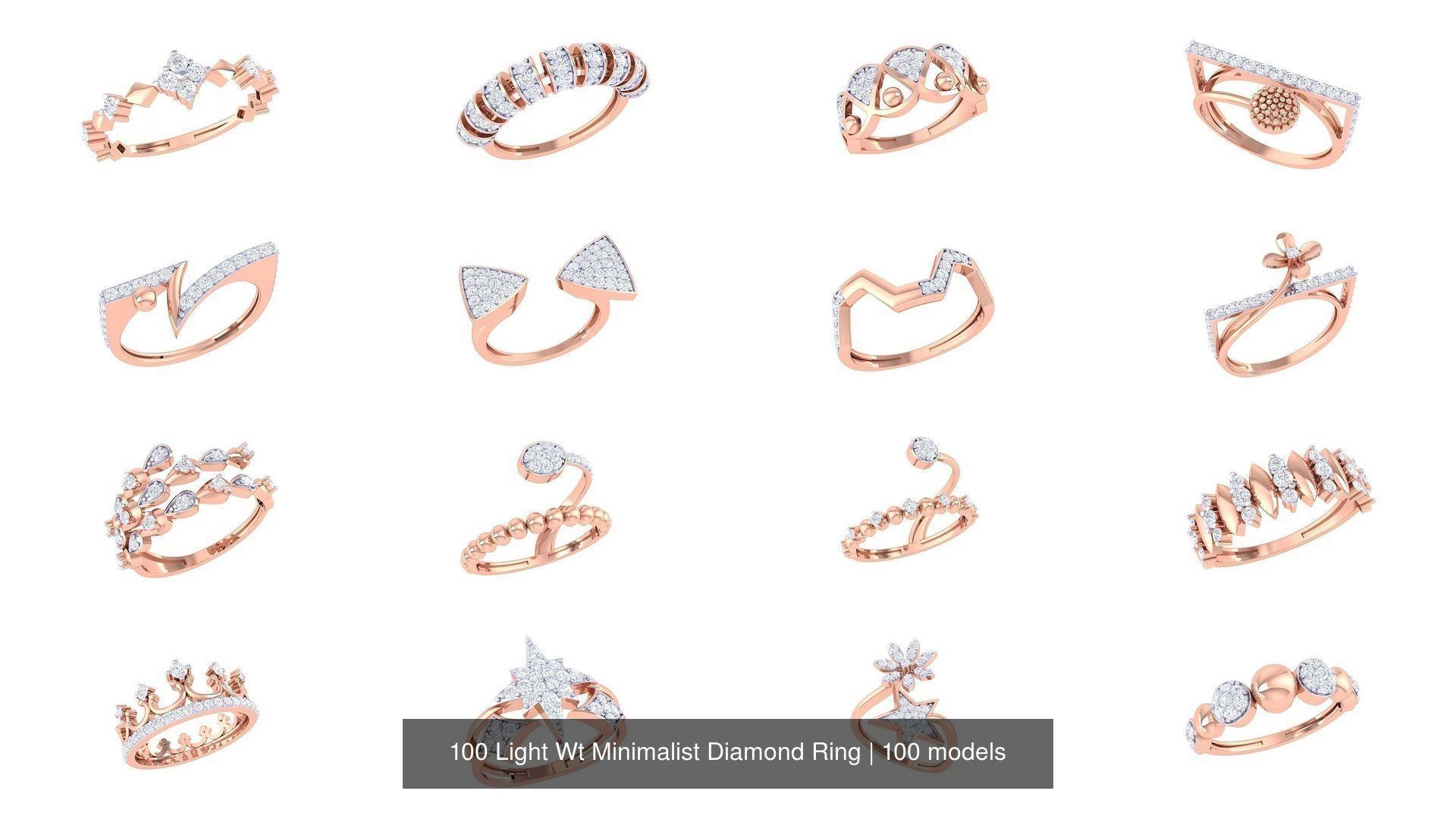 100 Light Wt Minimalist Diamond Ring 3D Model Collection_5