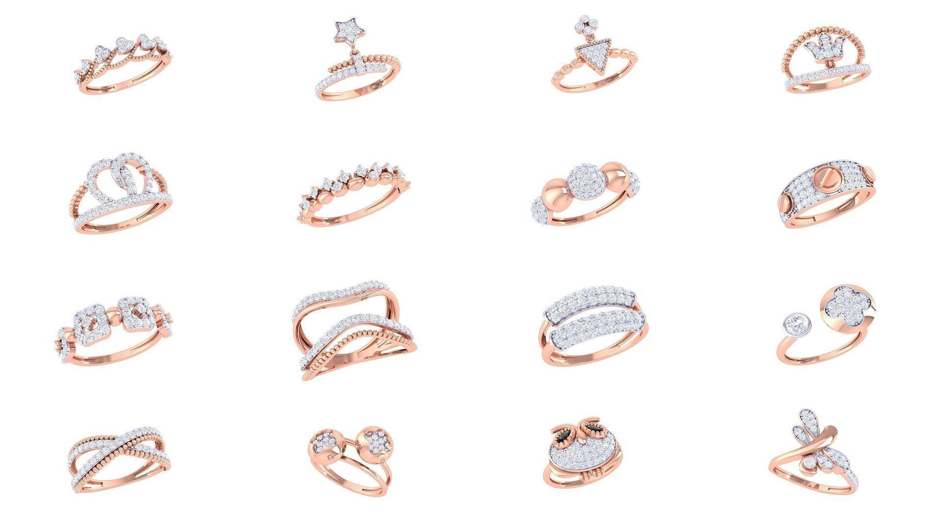 100 Light Wt Minimalist Diamond Ring 3D Model Collection_3