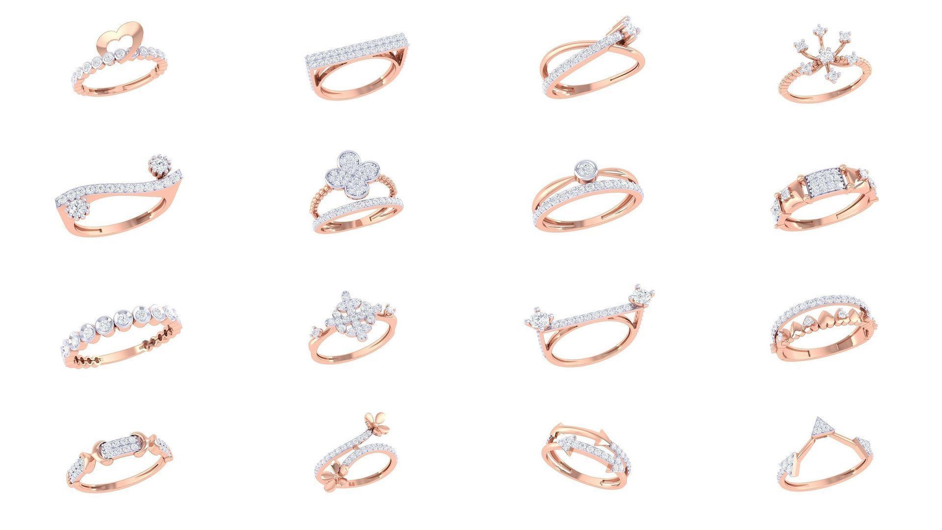 100 Light Wt Minimalist Diamond Ring 3D Model Collection_1