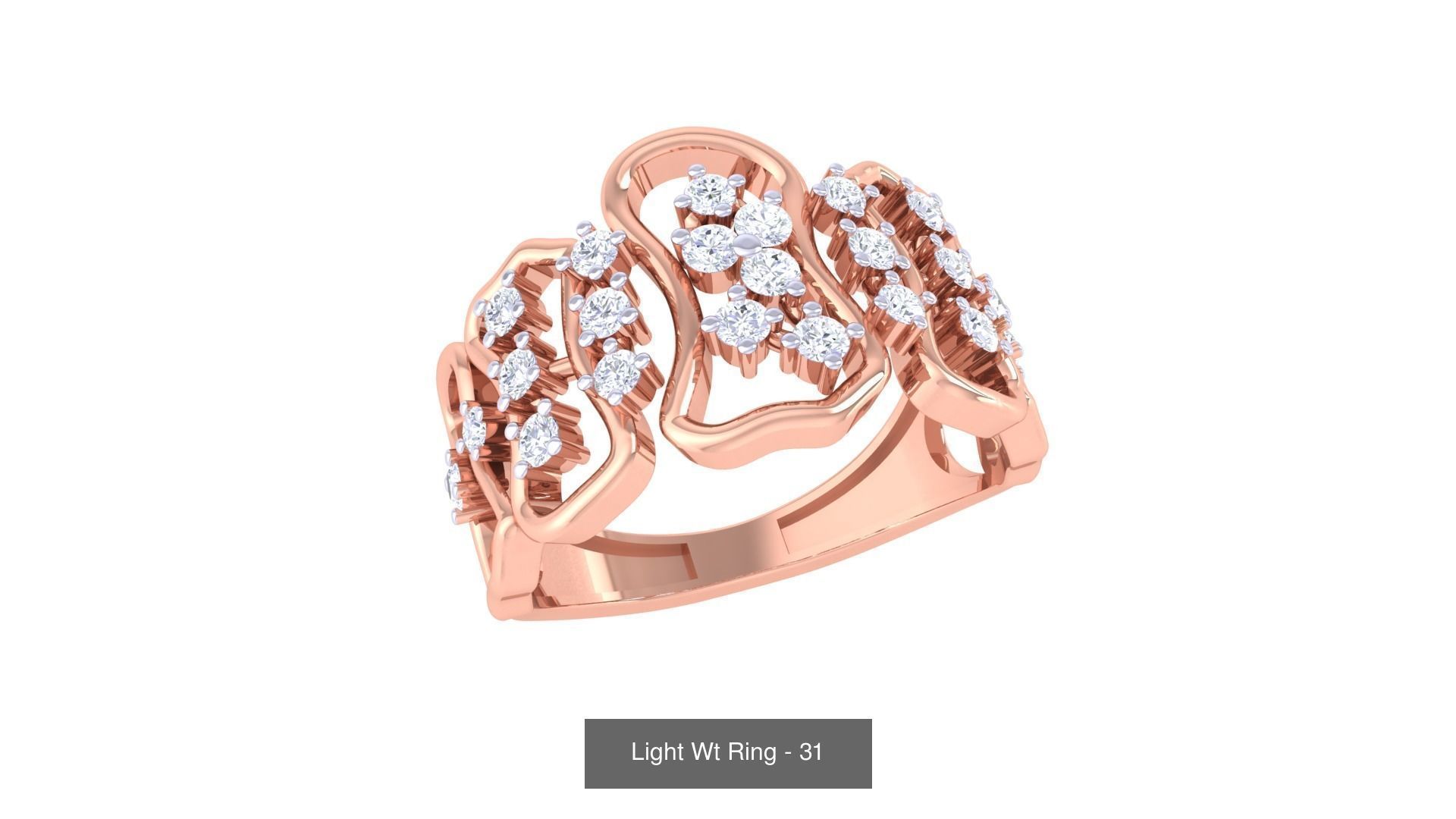 100 Light Wt Minimalist Diamond Ring 3D Model Collection_83