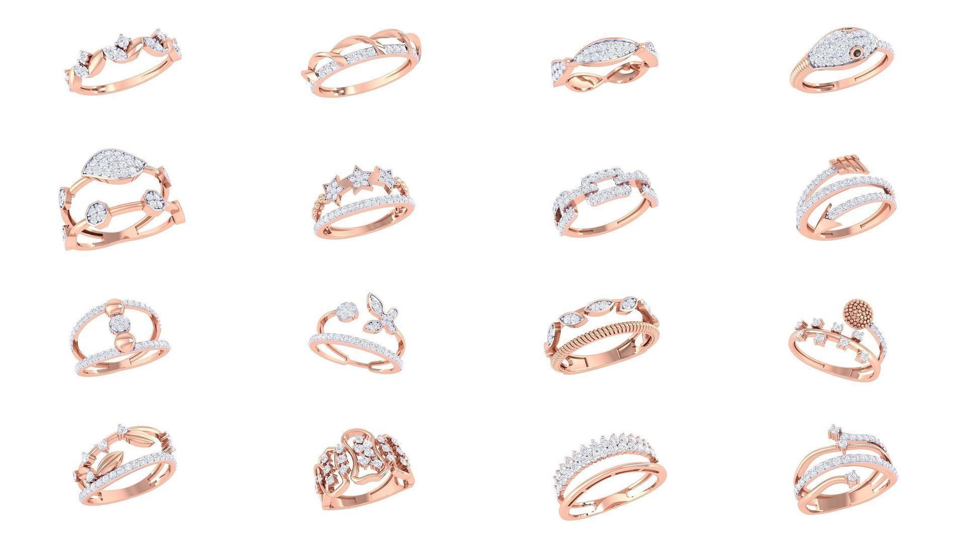 100 Light Wt Minimalist Diamond Ring 3D Model Collection_4