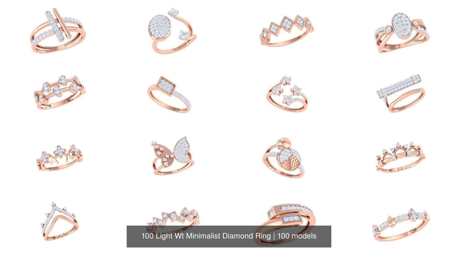 100 Light Wt Minimalist Diamond Ring 3D Model Collection_2