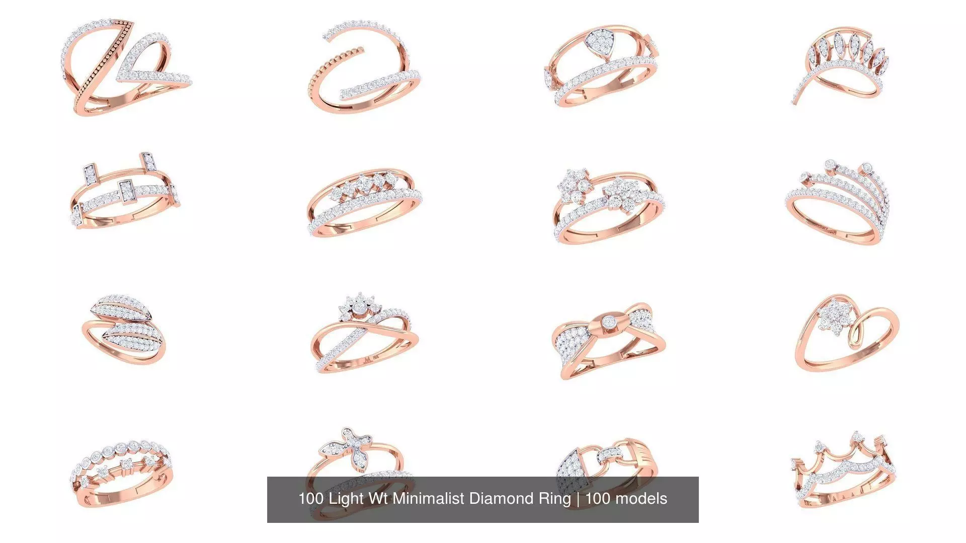 100 Light Wt Minimalist Diamond Ring 3D Model Collection_0