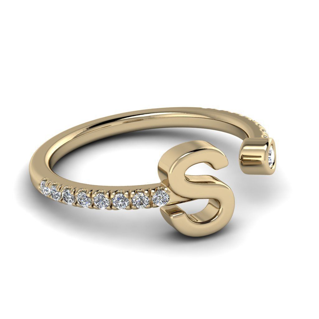 Jewelry alphabet ring S 3D print model_12