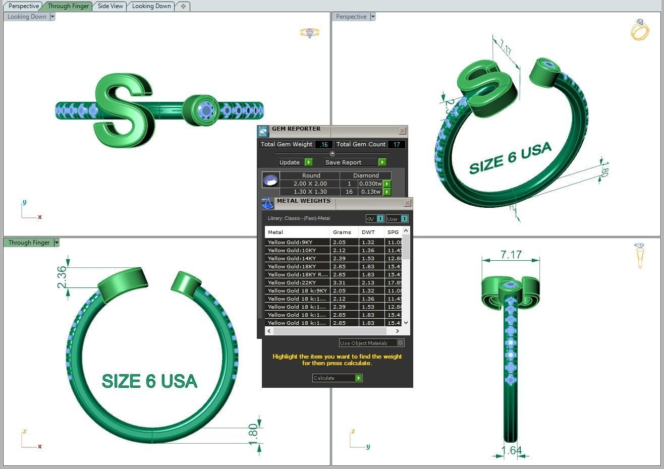 Jewelry alphabet ring S 3D print model_4