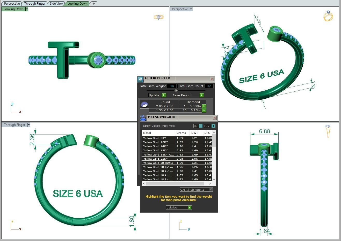 Jewelry alphabet ring T 3D print model_1