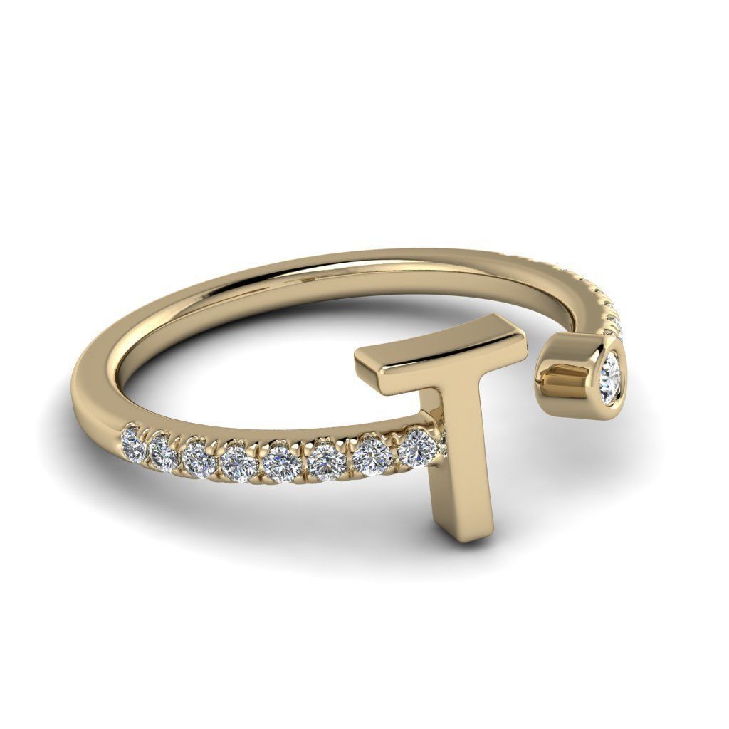 Jewelry alphabet ring T 3D print model_11