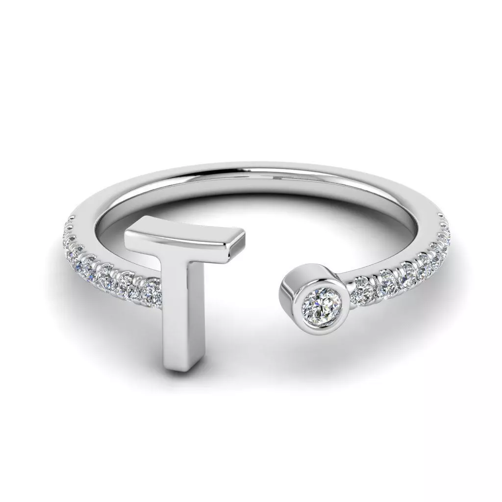 Jewelry alphabet ring T 3D print model_0