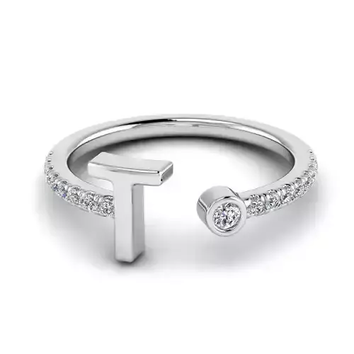 Jewelry alphabet ring T 3D print model